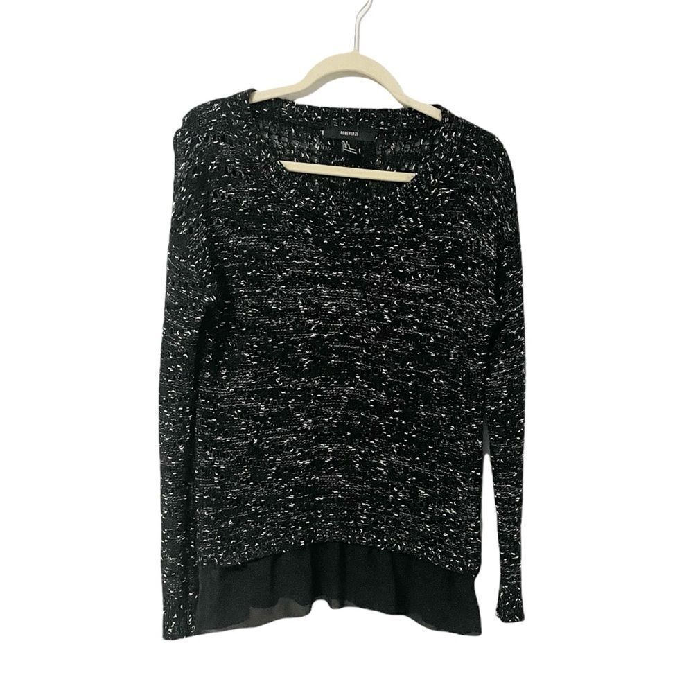 Forever 21 Loose Knit Black and White Sweater S